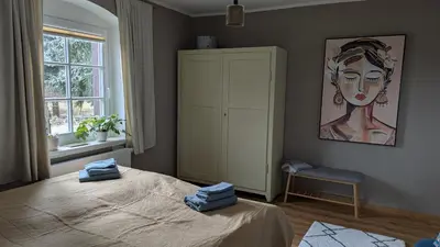 Ein Bett oder Betten in einem Zimmer der Unterkunft Ferienwohnung Sorgenfrei