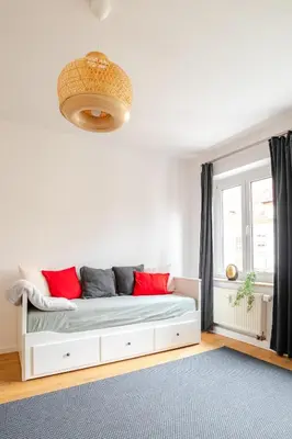 Ein Bett oder Betten in einem Zimmer der Unterkunft Ruhige Wohnung auf dem Sonnenstein