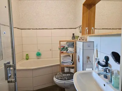 Ein Badezimmer in der Unterkunft Ferienwohnung nahe Meißen