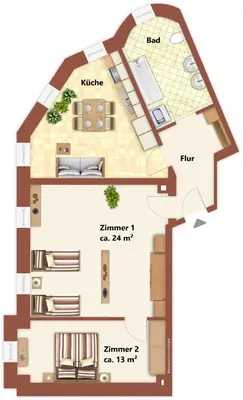 Grundriss der Unterkunft Gablenz Apartments II, ideal für 4 Personen