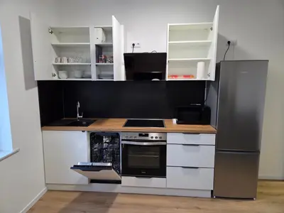Küche/Küchenzeile in der Unterkunft Apartment Sol Chemnitz - Keyless Access, Parking, Home Office