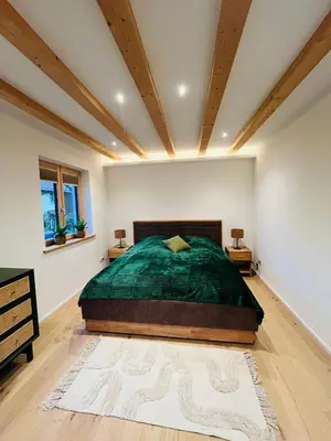 Ein Bett oder Betten in einem Zimmer der Unterkunft Gartenhaus Luise