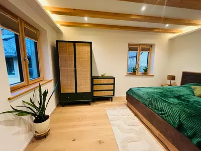 Ein Bett oder Betten in einem Zimmer der Unterkunft Gartenhaus Luise