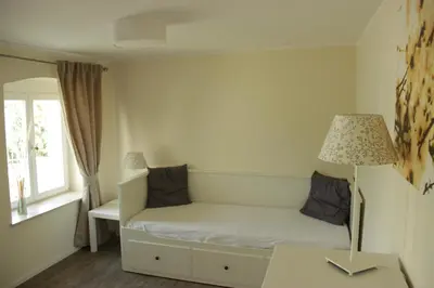 Ein Bett oder Betten in einem Zimmer der Unterkunft Ferienwohnung an der Elbe