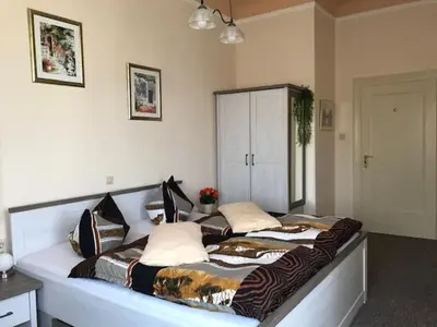 Ein Sitzbereich in der Unterkunft Pension Villa Else