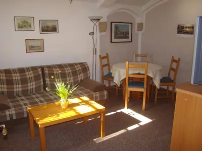 Ein Sitzbereich in der Unterkunft Ferienwohnungen Dobrahof