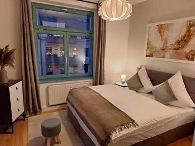 Ein Bett oder Betten in einem Zimmer der Unterkunft Schick übernachten im historischen Viertel