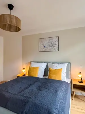 Ein Bett oder Betten in einem Zimmer der Unterkunft soulscape Citylight Apartments - SONNENBERG - modern, zentrumsnah, 3 Schlafzimmer, gratis WIFI