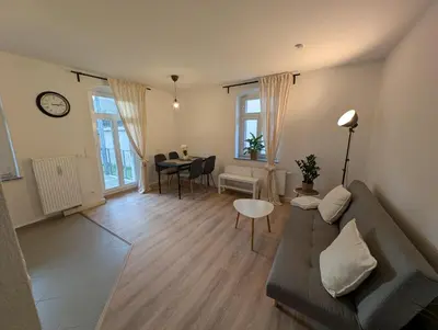 Ein Sitzbereich in der Unterkunft Ferienwohnung Lauber