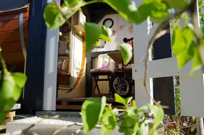 Grundriss der Unterkunft Ferienhaus Tinylausitz mit Kamin und Sauna