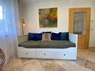 Ein Sitzbereich in der Unterkunft Ferienwohnung am Miriquidi