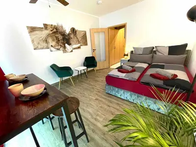 Ein Sitzbereich in der Unterkunft Cozy Apartment in City Center
