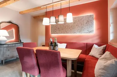 Ein Sitzbereich in der Unterkunft Bio Apartments mit Saunabereich im Bio Naturidyll Wiesengrund