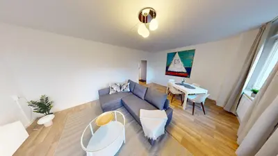 Ein Sitzbereich in der Unterkunft 2-Raum-Appartement mit Balkon, WLAN
