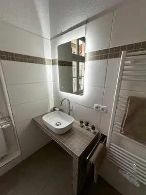 Ein Badezimmer in der Unterkunft ElbPerle Meißen-Altstadt WLAN Parken WOHLFÜHLEN