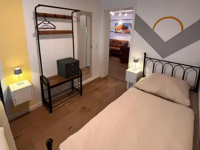 Ein Bett oder Betten in einem Zimmer der Unterkunft Ferienwohnung Elbflair