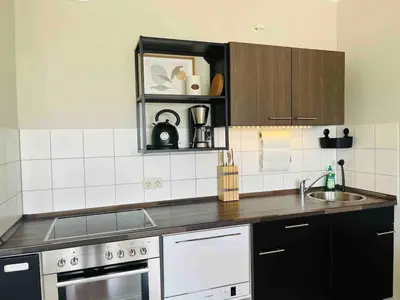 Küche/Küchenzeile in der Unterkunft Modernes Apartment in der Nähe zur Uniklinik Dresden