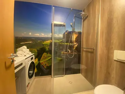 Ein Badezimmer in der Unterkunft Ferienwohnung Felsblick Neue Schänke