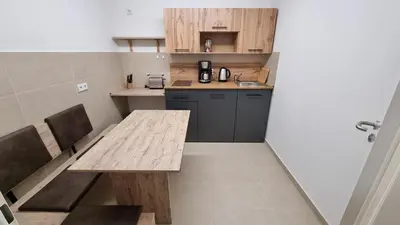 Küche/Küchenzeile in der Unterkunft Roggenmühle