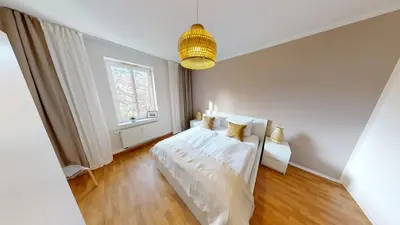Ein Bett oder Betten in einem Zimmer der Unterkunft 3-Raum-Appartement im Lutherviertel, WLAN