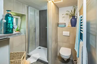 Ein Badezimmer in der Unterkunft Dreiseitenhof in ruhiger Lage Haus Gottfriede