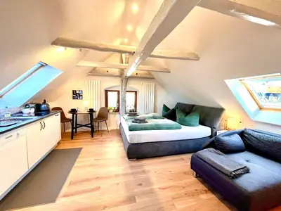 Ein Sitzbereich in der Unterkunft Ysenberc Apartments