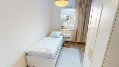 Ein Bett oder Betten in einem Zimmer der Unterkunft 3-Raum-Appartement im Chemnitzer Süden, WLAN