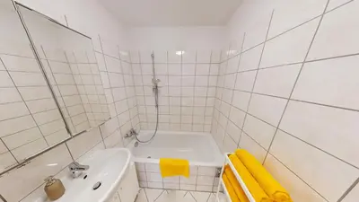 Ein Badezimmer in der Unterkunft 3-Raum-Appartement im Chemnitzer Süden, WLAN