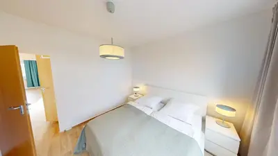 Ein Bett oder Betten in einem Zimmer der Unterkunft 3-Raum-Appartement im Chemnitzer Süden, WLAN