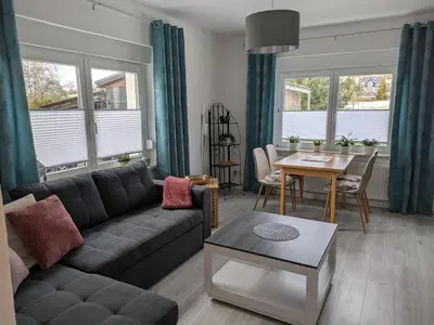 Ein Sitzbereich in der Unterkunft Ferienwohnung Zur Coleus-Farm