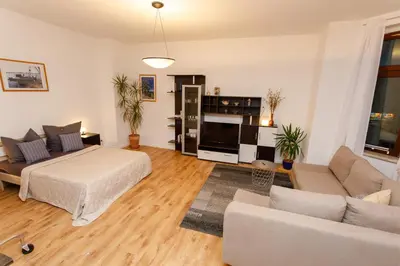Ein Sitzbereich in der Unterkunft FullHouse - Chemnitz - H132 Apartment