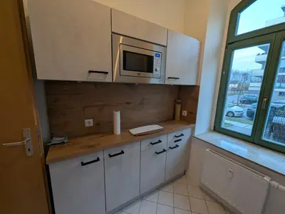 Küche/Küchenzeile in der Unterkunft Helle Ferienwohnung Schloßchemnitz - New Apartment