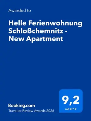 Ein Zertifikat, Auszeichnung, Logo oder anderes Dokument, das in der Unterkunft Helle Ferienwohnung Schloßchemnitz - New Apartment ausgestellt ist