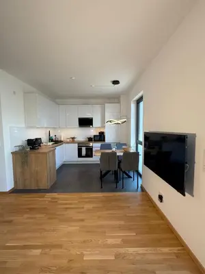 Küche/Küchenzeile in der Unterkunft ElbeCity Apartment