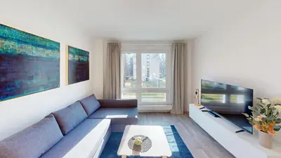 Ein Sitzbereich in der Unterkunft 3-Raum-Appartement nahe Stadtpark, WLAN