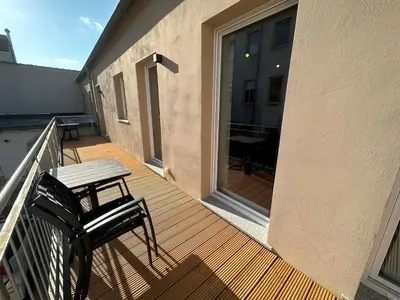 Ein Balkon oder eine Terrasse in der Unterkunft Mini Apartment für 2