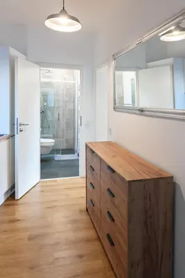 Ein Badezimmer in der Unterkunft Kleines Apartment für 3