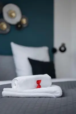 Ein Bett oder Betten in einem Zimmer der Unterkunft Apartment in Schloßchemnitz l Aufzug l W-Lan l Badewanne