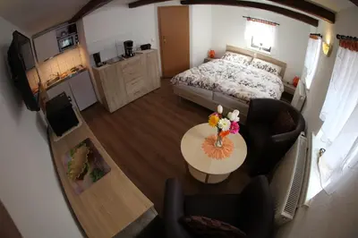 Ein Bett oder Betten in einem Zimmer der Unterkunft Ferienhaus Montana