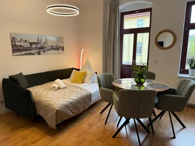 Ein Bett oder Betten in einem Zimmer der Unterkunft ElbDreams Cozy Design Apartment