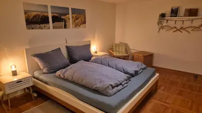 Ein Bett oder Betten in einem Zimmer der Unterkunft Am Trebeteich
