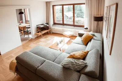 Ein Sitzbereich in der Unterkunft Ferienhaus Tannenblick Rochlitz
