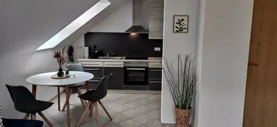 Küche/Küchenzeile in der Unterkunft Ferienwohnung Familie Günther Warmbad