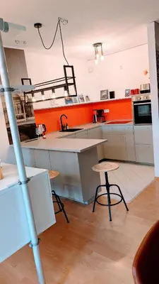 Küche/Küchenzeile in der Unterkunft Compact Nordic Nest, WLAN, E Roller, SmartTV, Waschtrockner