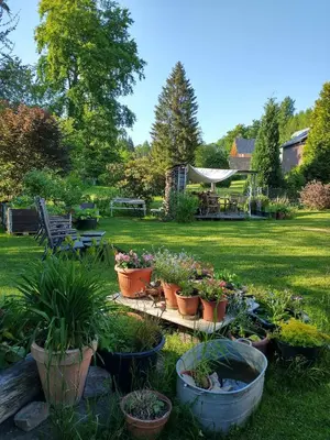 Ein Garten an der Unterkunft Haus Waldesheim