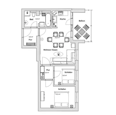 Grundriss der Unterkunft PINEAPPLE APARTMENTS - Zwinger XI - 64qm