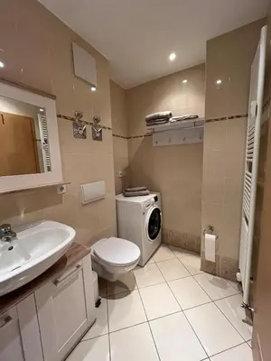Ein Badezimmer in der Unterkunft FeWo Blick zum Lulatsch