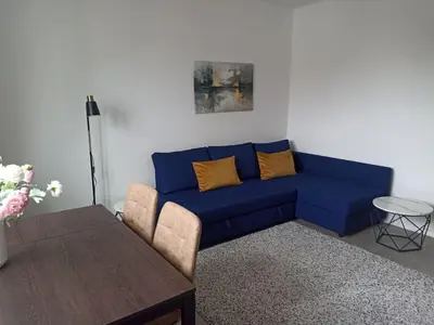 Ein Sitzbereich in der Unterkunft Gemütliche, ruhige Wohnung in zentraler Lage