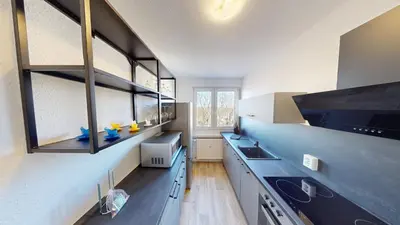 Küche/Küchenzeile in der Unterkunft Cozy Apartment with balcony, WLAN