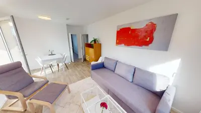 Ein Sitzbereich in der Unterkunft Cozy Apartment with balcony, WLAN